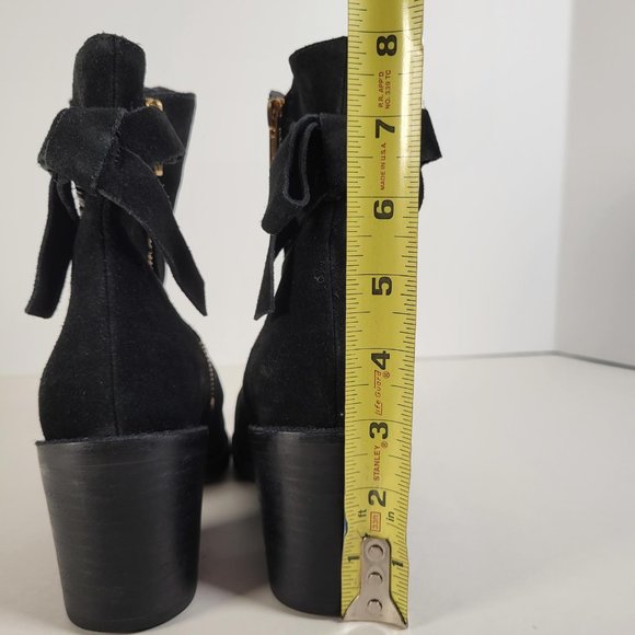 UGG FRAISE Black Suede Leather Whipstitch Back Bow Boot Women Size 7 - Picture 13 of 15